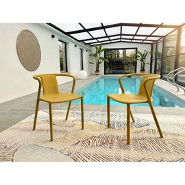 Fauteuil de jardin empilable - Polypropylène - Moutarde - DIEGO