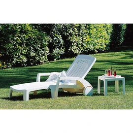 Bain de soleil pliant multipositions - Résine - Blanc - MIAMI