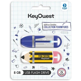 Clé USB 2x8Go Crayon Papier et Stylo bleu