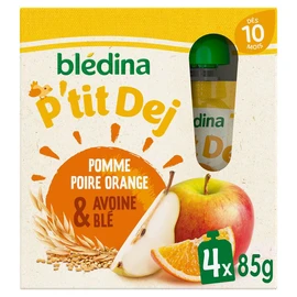 P'tit Dej gourdes pomme poire orange & avoine blé dès 10 mois (4x85g)