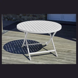 Table de jardin ronde pliante - 4/6 places - Aluminium - Gris - MARIUS