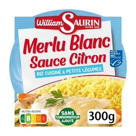 Merlu blanc sauce citron riz cuisiné et petits légumes (300g)