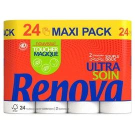 Papier toilette blanc souple et doux 2 épaisseurs ultra soin (x24)