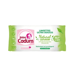 Natural caresse lingettes ultra-douces peaux sensibles à l'huile d'amandes douces bio (x100)