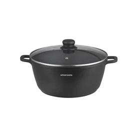 Faitout en fonte d'aluminium avec couvercle 24 cm - Noir