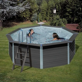 Piscine hors sol ronde en composite - Grise - 4,10 x 1,24 m