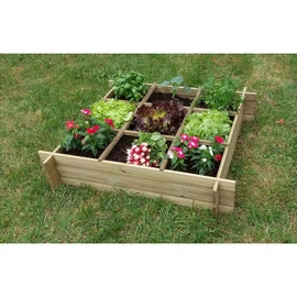 Carré Potager avec séparateurs - Bois - 100x100x20cm
