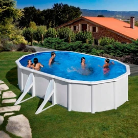 Piscine hors sol acier ovale - Blanche - 6,34 x 3,99 x H 1,22m - FIDJI