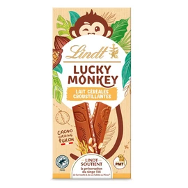 Lucky Monkey Tablette de chocolat au lait et aux céréales croustillantes (100g)