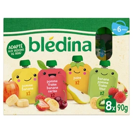 Assortiment gourdes dessert purée de fruit dès 6 mois (8x90g)