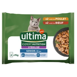 Expert Nutrition Sachets repas au bœuf et poulet pour chat senior +10ans stérilisé (4x70g)