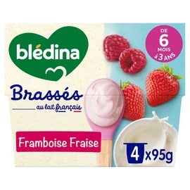 Brassés Petits pots saveur framboise fraise dès 6 mois (4x95g)
