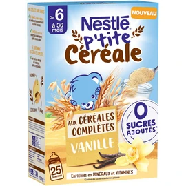 P'tite céréale aux céréales complètes à la vanille sans sucres ajoutés dès 6 mois (270g)