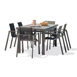 Salon de jardin extensible - 6/10 places - Aluminium - Anthracite - VENISE