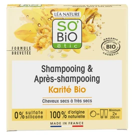 Shampooing et après-shampooing solide karité cheveux secs à très secs (65g)