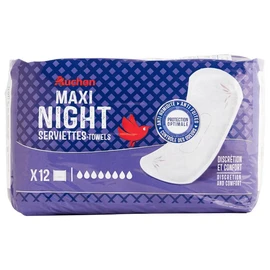 Maxi night serviettes hygiéniques sans ailettes (x12)
