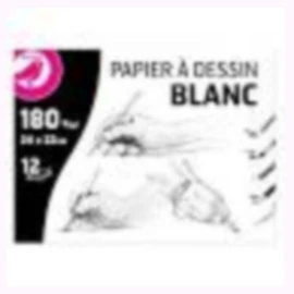 Pochette papier à dessin 12 feuilles 24x32cm 180g/m2 blanc