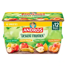 Spécialité aux fruits panaché pomme - pomme/banane - pomme/poire - pomme/abricot (12x100g)