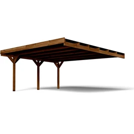 Carport adossé toit plat - Bois traité autoclave - 2 voitures - 30,9 m² - VICTOR