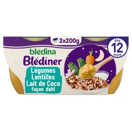 Blédiner bol légumes & lentilles au lait & coco façon dahl dès 12 mois (2x200g)