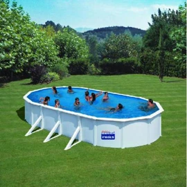 Piscine hors sol acier ovale - Blanche - 7,30 x 3,75 x H 1,20 m -FIDJI