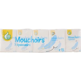 Mouchoirs blanc triple épaisseur (x15)