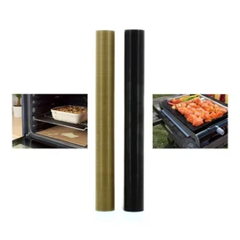 Lot de 2 Feuilles de cuisson, Fibre de verre, Anti-tâches et anti-adhésives, 33 x 40 cm, Jusque 260°C, Lavable en machine, Noir et marron
