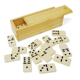 Dominos avec plumier en bois