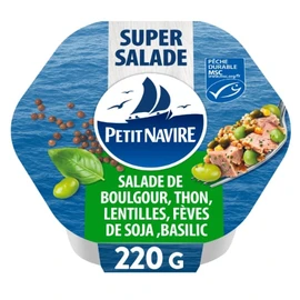 Salade de boulgour, thon MSC, lentilles, fèves de soja et basilic (220g)