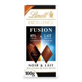 Tablette de chocolat excellence fusion noir 85% fleur de sel et lait (100g)