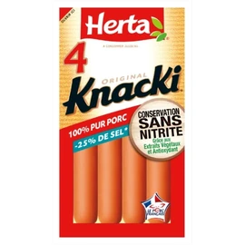 Saucisses Knacki Sel Réduit 100% Pur Porc (140g)