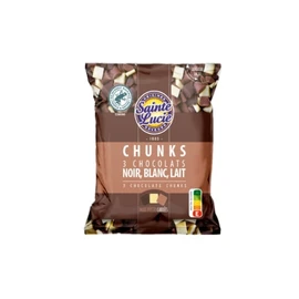 Pépites de Chocolats Chunks aux 3 Chocolats Noir Blanc et Lait (100g)