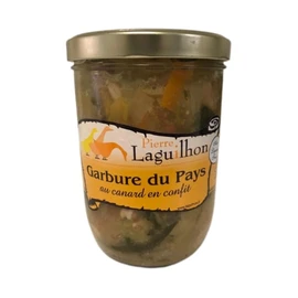 Soupe velouté pomme de terre, canard confit, haricots blancs (750g)