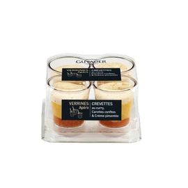 Verrines crevettes au curry, carottes confites et crème pimentée (4x40g)