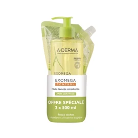Huile de douche Corps Peaux Fragiles Sèches à Tendance Eczéma Atopique Emolliente Anti-grattage (2x500ml)