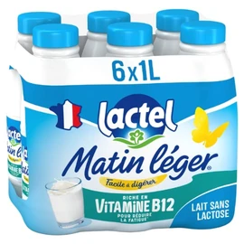 Lait Sans Lactose Riche en Vitamine B12 1,2% mg Matin Léger (6x1l)
