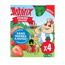 Compote Pomme et Fraise Astérix Sans Sucres Ajoutés (4x90g)