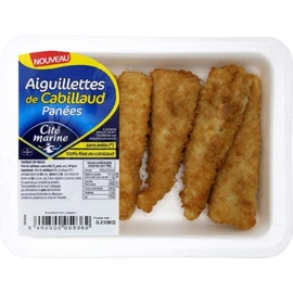 Aiguillettes de cabillaud panées (210g)