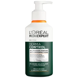 Gel Visage Homme Gel Moussant Purifiant Anti-Imperfections Acide Salicylique et Niacinamide Derma Control (260ml)