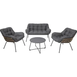 Salon de Jardin Bas en Aluminium Gris Foncé 4 pièces New Siena
