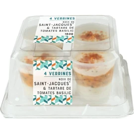 Verrines Noix de Saint Jacques, Tartare et Tomate Basilic (4x40g)