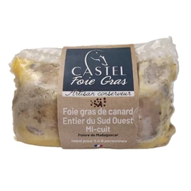 Foie Gras de Canard Entier Mi-Cuit  du Sud-Ouest IGP au Poivre (250g)