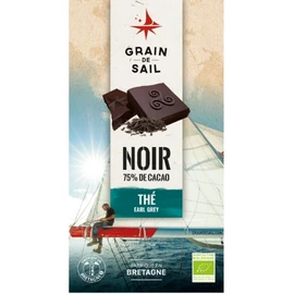 Tablette de chocolat noir 75% de cacao avec inclusions de thé earl grey (100g)