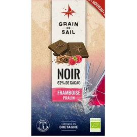 Tablette de Chocolat Noir 62% et Framboise Pralin Bio (100g)