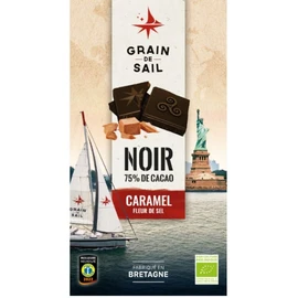 Tablette de Chocolat Noir Grain de Sail Caramel et Fleur de Sel Bio (100g)