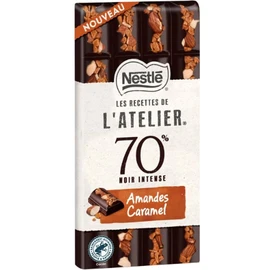 Tablette de Chocolat Noir 70% Amandes Caramel (150g)