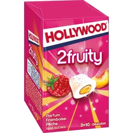 Chewing gum 2 fruity framboise pêche sans sucres (x30)