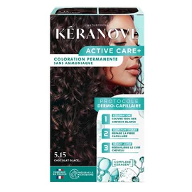 Coloration Permanente 5.15 Chocolat Glacé Sans Ammoniaque Couvre 100% Cheveux Blancs Active Care Complexe Keragen Préserve Le Microbiome