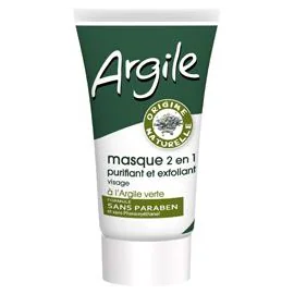 Masque Visage 2 en 1 Purifiant et Exfoliant à l'Argile Verte (70g)