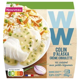 Plat Cuisiné Colin d'Alaska Crème Ciboulette, Riz et Petits Légumes (290g)